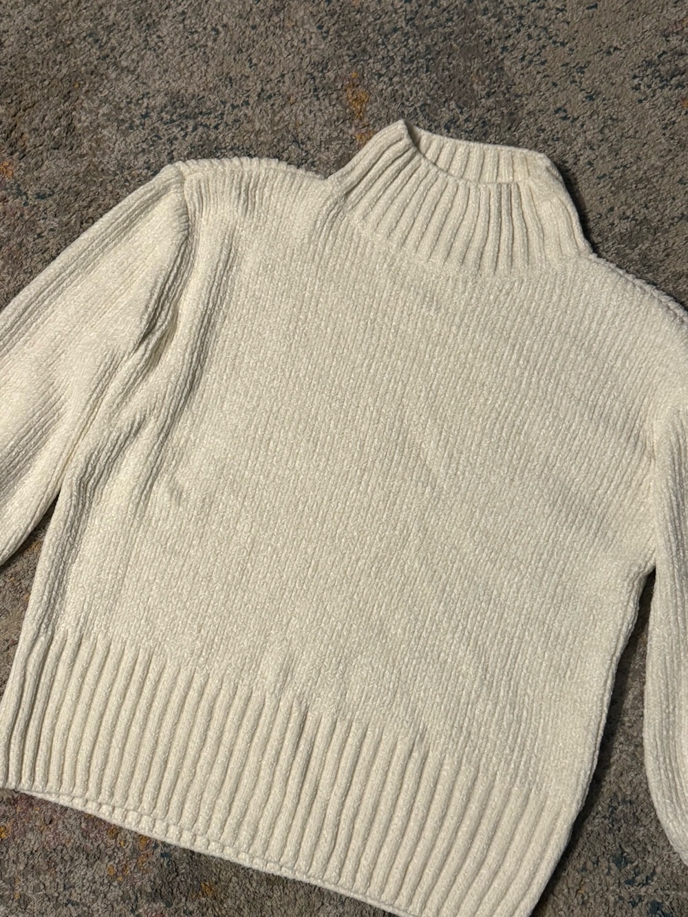 Cynthia Rowley Cream Chenille Ribbed Mock Neck Sweater M